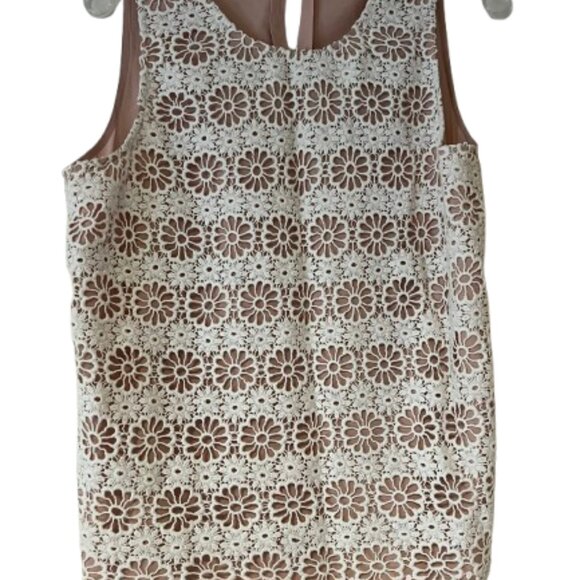 Loft - Pink Shell Blouse w/White Crocheted Front - Medium - Picture 2 of 4